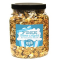 Gourmet Chocolate Drizzle Caramel Popcorn in Clear Plastic Round Gift Jar